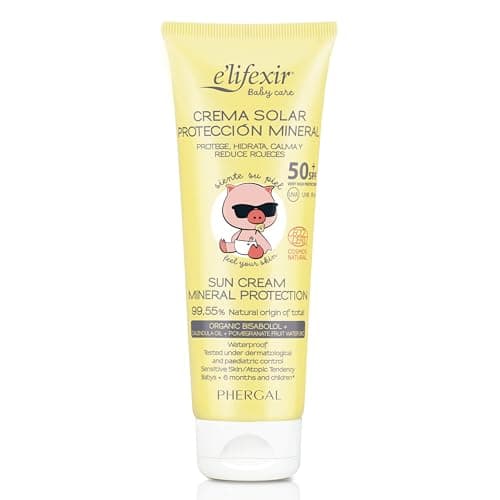 Elifexir Baby Care Crema Solar Mineral Niños y Bebés, Protector Solar UVA, UVB e IR-A SPF 50+, Filtros 100% Minerales, 99% Ingredientes Naturales, Resistente al Agua, Rostro y Cuerpo, 100 ml