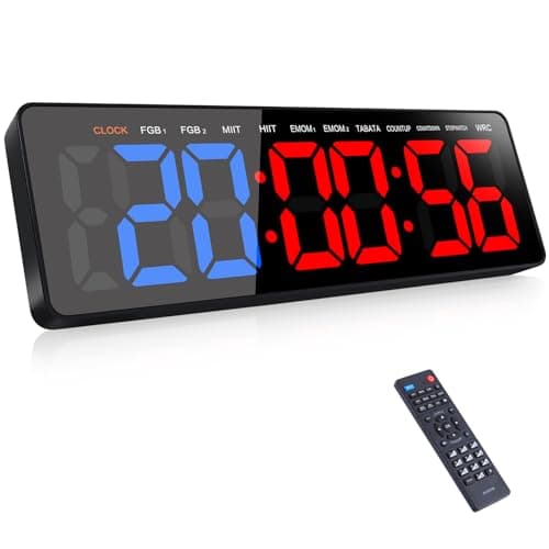 AnExer Temporizador de Gimnasio,Temporizador de Intervalo Fitnes LED, 16.5'' Grande Reloj de Pared Digital con Countdown/UP Cronómetro, Intervalos Timer con Control Remoto para Casa Garaje