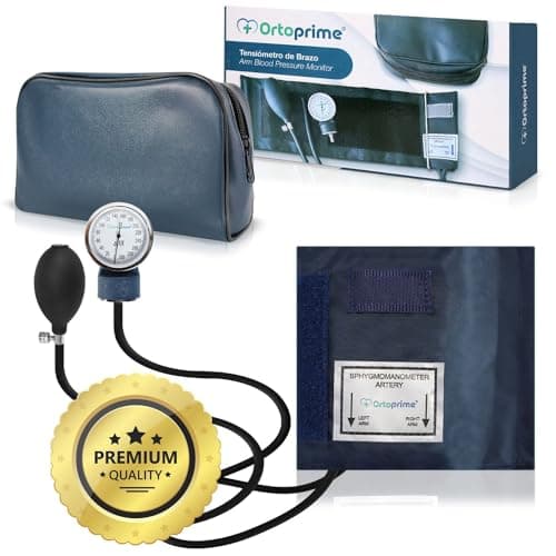 OrtoPrime Tensiómetro de Brazo MANUAL Tensiómetro Manual PROFESIONAL Esfigmomanómetro Manual Medidor de TENSIÓN arterial Brazo Esfingomanometro Manual kit enfermería Aparato Tensión ARTERIAL Médico