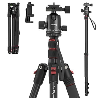 SMALLRIG Trípode Monopie para Cámara, 72" 182cm Trípode de Aluminio, Placa de Liberación Rápida con Cabeza Esférica Panorámica de 360°, Carga Máxima 15kg, Ajustable de 17" a 72" - 3935