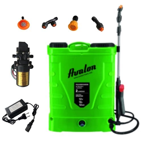 Avalon - Pulverizador Mochila de 2 lanzas Pack con Cargador y Bomba de Repuesto, batería Recargable, Tanque 16 L, Verde