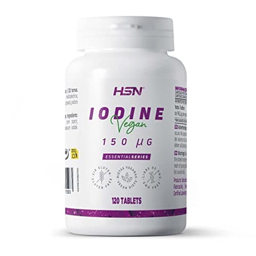 HSN Yodo 150mcg | 120 Tabletas | Procedente de 192,2mcg de Yoduro Potásico | 100% Valores Diarios del Mineral | No-GMO, Vegano, Sin Gluten