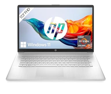 HP Ordenador portátil con Pantalla FHD de 17,3 Pulgadas, AMD Ryzen 7 5700U, RAM DDR4 de 16 GB, SSD de 512 GB, gráficos AMD Radeon, Windows 11, Teclado QWERTZ, Plata