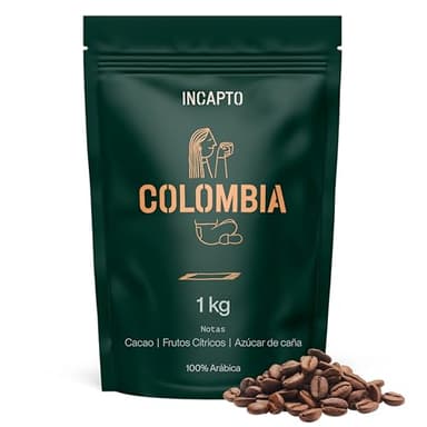 Incapto Café en Grano de Especialidad 1Kg | Origen Colombia | 100% Arábica | Specialty Coffee 84 puntos SCA | Tueste Natural y Artesanal | Finca Huila, Cadefihuila | Paquete 1kg