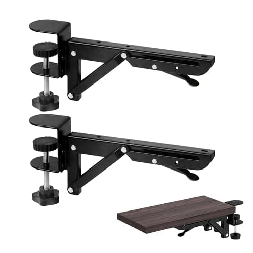 Teclado Plegable Soporte Bandeja Estantería - Estante De Teclado Plegable Abrazadera Ratón Con Ajustable C -Clip, ExtensióN Escritorio Para Mesa, Oficina Bricolaje, 2pcs