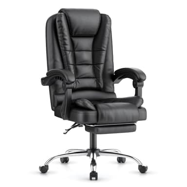 naspaluro Silla de Oficina con Reposapiés, Silla de Escritorio con Respaldo Alto, Función de Inclinación, Silla Reclinable Ergonómico de Altura Ajustable, Silla de Ordenador, Negro