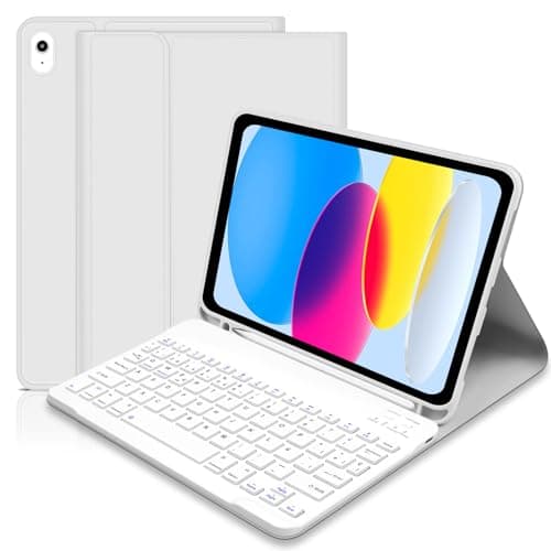 Funda con Teclado Español Ñ para iPad 10.ª Generación 2022, Funda iPad 10,9 Pulgadas con Teclado, Ultra Delgada Funda con Portalápices,Teclado Bluetooth Magnético Desmontable para 10.ª Gen 2022- Gris