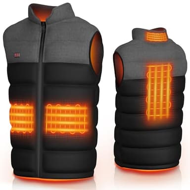 DJROLL Chaqueta Calefactable Mujer Hombre con 3 Niveles de Temperatura Térmico, Chaleco Calentador Eléctrico USB, Calentador Corporal Lavable para Moto Senderismo Caza Esquí (Baterías NO Incluidas)