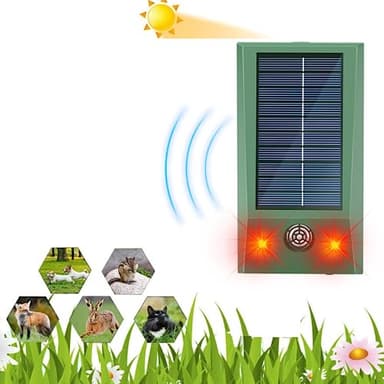 Ahuyentador de Palomas,Aves,Gatos con ultrasonidos, se Recarga con su Placa Solar para Exteriores Emite ultrasonidos de Forma Continua