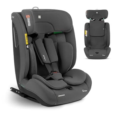 KikkaBoo i-Flit Silla de Coche Bebe ISOFIX Grupo 1 2 3, 9-36 kg, de 15 Meses a 12 Años, Seguridad SPS, Reposacabezas Ajustable, Top Tether, 12 Posiciones Reposacabezas, Gris Oscuro