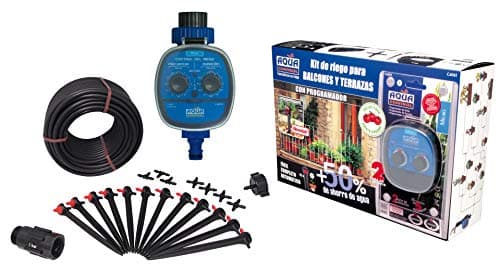 Aqua Control Riego por Goteo para Balcones-Programador C4099N + 12 Goteros Autocompensantes de 2 l/h + Microtubo de 4 mm, Multicolor, Kit C4061