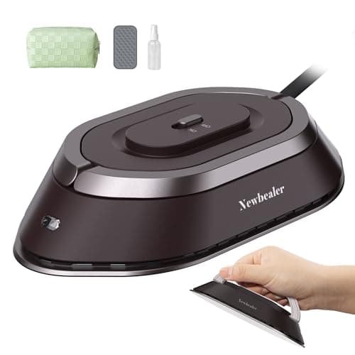 Newbealer Plancha de Viaje para Ropa, Plancha Pequeña Doble Voltaje 100V-240V, Ligera y Compacta sin Vapor con Suela de Cerámica Antiadherente, Bolsa de Transporte