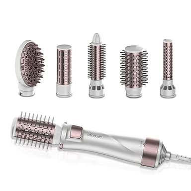 Cecotec Cepillo de Aire 5 en 1 Bamba CeramicCare 5in1 Pro, 1000 W, Cerámica, Tecnología Iónica, 3 Ajustes de Temperatura y 2 Velocidades, Función de Aire Frío, Incluye 5 Cabezales