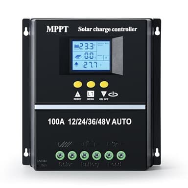 BuyWeek 100A Regulador de Carga Solar MPPT 12V 24V 36V 48V Controlador de Carga Solar con dual USB e Pantalla LCD, Inteligente Regulador Solar para Plomo ácido/Litio, Máx 100V