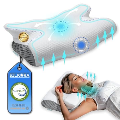 SILKORA® SUPER Almohada Cervicales y Cuello 2en1 PREMIUM | Almohada Cervical | Almohada Antironquidos y para Dormir | Ideal para Viaje | Pillow Cervical para Mejorar el Sueño y Reducir Dolor de Cuello