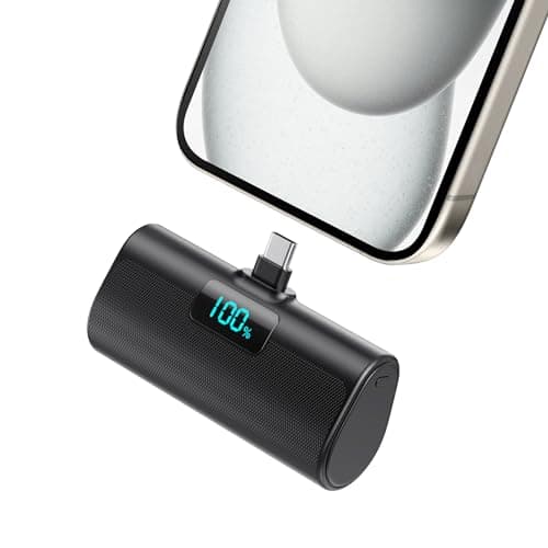 Batería Externa para iPhone Serie 15/16, 5200mAh USB C Power Bank Carga Rápida, Ultra-Ligera Batería Portátil con Pantalla LCD Mini Cargador Portátil para iPhone 16/15/15 Plus/15 Pro MAX Samsung etc.
