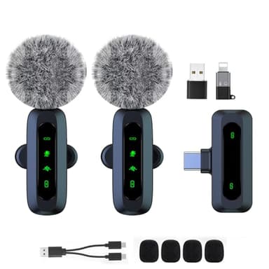Mini micrófono Lavalier inalámbrico para Android/iPhone/iOS/PC/Laptop micrófono de solapa con reducción de ruido para grabación, micrófono de clip, para grabación de video, Tiktok, Youtube, Vlog