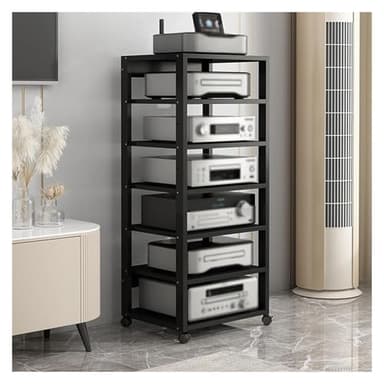 mueble equipo hifi Torre De 7 Niveles Con Estantes For Audio Y Video, 131 Cm De Alto, Gabinete De Almacenamiento De Medios Estéreo For TV, Estantes For Amplificadores De Parlantes, Soporte For Consola