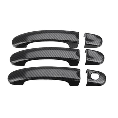 Viviance 6Pcs Juego Abs Carbono 3 Puerta Manija Cubre Asas compatible con Vw Transportador T5 T6 Caddy compatible con Furgonetas
