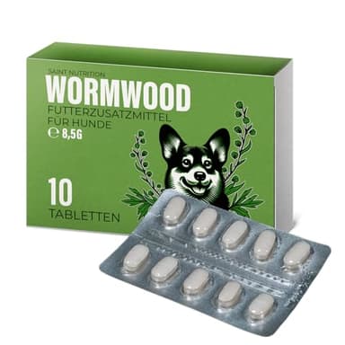 Saint Nutrition® Ajenjo - Tratamiento de gusanos para perros - Desparasitante para perros - Fórmula herbal natural con extracto de hierba de ajenjo - Alimento complementario para un apoyo óptimo - 10