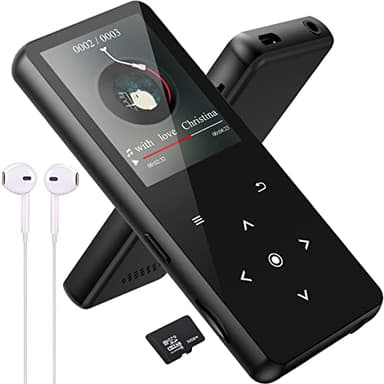 32GB Reproductor MP3 Bluetooth 5.0, Reproductor de Música HiFi MP3 Player Portátil Altavoz HD Incorporado, FM Radio, Grabación, E-Book, Despertador, Soporte Expandible hasta 128G