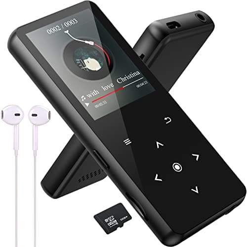 32GB Reproductor MP3 Bluetooth 5.0, Reproductor de Música HiFi MP3 Player Portátil Altavoz HD Incorporado, FM Radio, Grabación, E-Book, Despertador, Soporte Expandible hasta 128G
