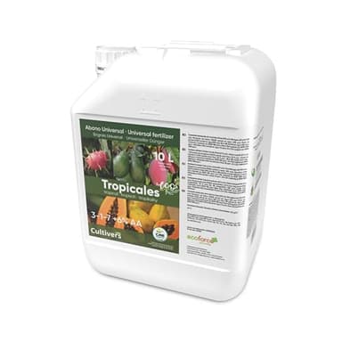 CULTIVERS Fertilizante Tropicales Ecológico 10 L. Abono Líquido 100% Orgánico. Mayor Rendimiento y Aumento