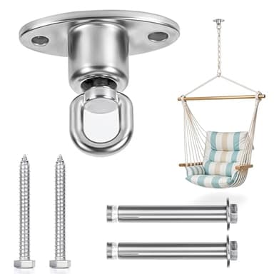 Winter Shore Gancho Techo con Rodamiento de Bolas para Cargas Pesadas - Anclajes Giratorios de 360º para Columpios de Madera y Hamacas, 540 kg - Ganchos de Argolla, Accesorios Jardin Acero Inoxidable