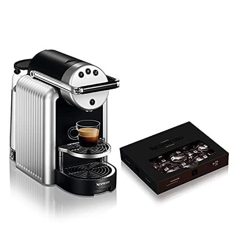Nespresso Cafetera automática profesional Zenius, incluye 50 cápsulas de café, cafetera para oficinas pequeñas, color plateado
