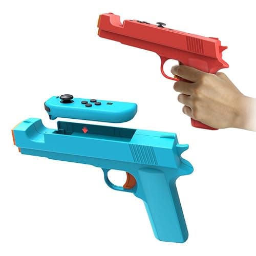 Wolfenstein 2 - Pistola de juego para mando OLED Switch/Switch (2 unidades), controlador de movimiento de pistola de interruptor, juegos de disparos de agarre de mano, Wolfenstein 2: el nuevo