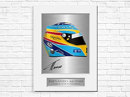 Fernando Alonso 2 veces F1 Campeón del Mundo Montura de fotos firmada A4