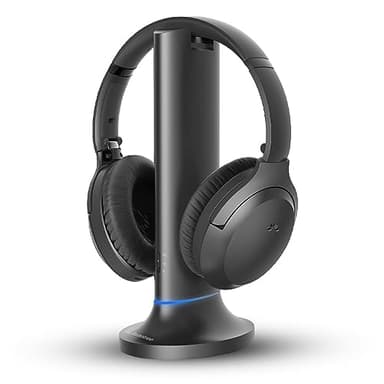 Avantree Opera Plus - Auriculares Inalámbricos para TV con Modo Cine y Voz Clara, Soporte Salidas TV Opt & AUX & RCA, Transmisor con Cascos Bluetooth y Base de Carga para Televisión