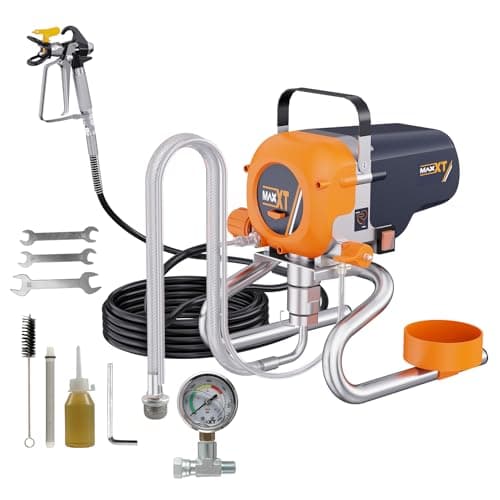 MAXXT Airless Pulverizador de Pintura 1200W Alta presión, Presión Ajustable-medidor de presión, máxima 226 Bar(3300 PSI), |110 m²-20 min|1.6L/MIN, Manguera 7,5 m, para proyectos Grandes/Parede/Techo