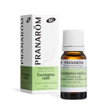 Pranarôm Aceite Esencial Eucalipto radiata, 100% Quimiotipado, eucalyptus radiata ssp radiata, hoja, respiración, defensas naturales, purificador, difusión atmosférica, 10 ml