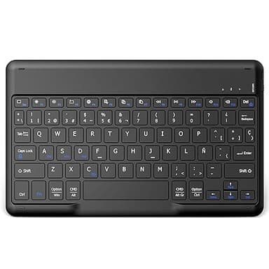 EasyAcc Teclado Español Ñ Bluetooth Inalámbrico Súper Delgado de 10 Pulgadas para iOS iPad/Tablet Android Samsung, Huawei, Lenovo, Negro