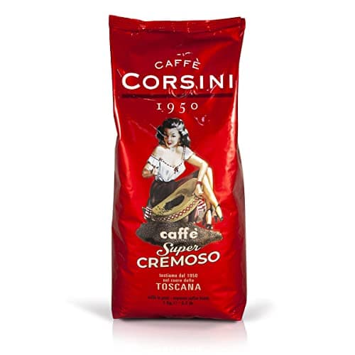 Café Corsini en Granos, Súper Cremoso. Envase de 1 kg. Selección de granos para un café fuerte y de una agradable cremosidad