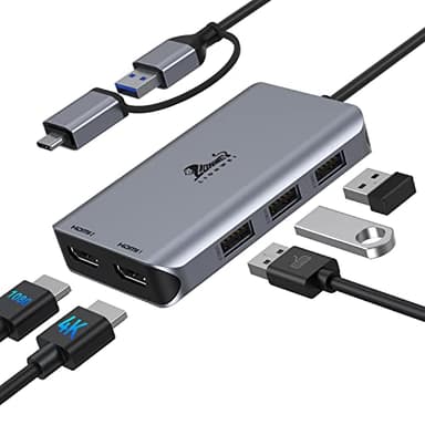 Estación de acoplamiento USB 3.0, adaptador USB 3.0 a doble HDMI y 3 puertos USB, Hub USB C Dual HDMI compatible con MacBook Pro/Air M1/M2, Surface Pro, ChromeBook, Dell