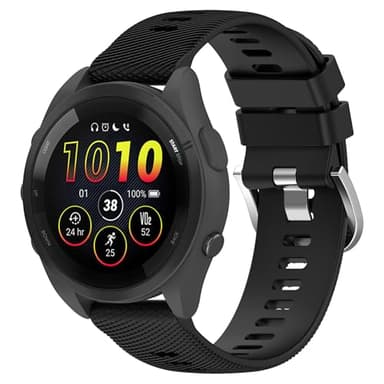 JYMYI 20mm Correa de Reloj para Garmin Forerunner 165 / Forerunner165 Music Pulseira Bracelet Smartwatch Armband, Silicona Strap Pulseras de Repuesto para Garmin Vivoactive 5 Banda de Reloj (negro)