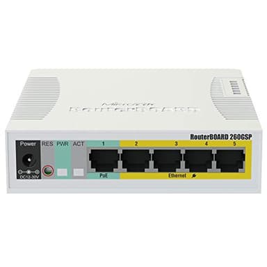 Mikrotik RB260GSP Gestionado Gigabit Ethernet (10/100/1000) Energía sobre Ethernet (PoE) Blanco Conmutador de red (Managed network switch, Gigabit Ethernet (10/100/1000), Blanco, 6 W, 8-30, -25-65