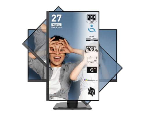 MSI Pro MP273QP E2 Monitor Profesional WQHD de 27", Panel IPS 2560 x 1440, 100Hz, 4MSI Pro MP273QP E2, Panel IPS 2560 x 1440, 100Hz, 400 nits, Anti-Glare, Altavoces Integrados, Negro