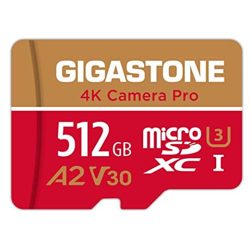 [Recuperación de Datos Gratuita de 5 años] Tarjeta Micro SD Gigastone de 512 GB, grabación de Video 4K para GoPro, cámara de acción, dji, Drone, Nintendo Switch, R/W hasta 100/60 MB/s Tarjeta de