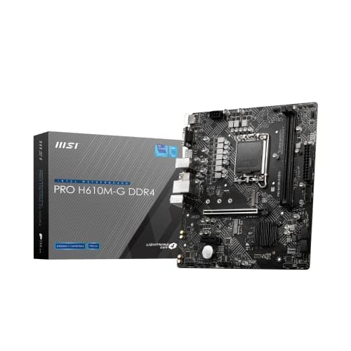 MSI Placa base DDR4 PRO H610M-G, micro-ATX, compatible con Intel Core de 12.ª generación, LGA 1700, 2 DIMM (3200 MHz), 1 ranura PCIe 4.0x6, 1 XM.2 Gen3, USB 3.2 Gen1, LAN 1G, HDMI 2.1 y DP 1.4 y VGA