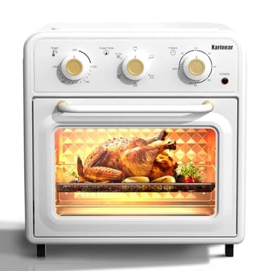 Karinear Freidora de Aire 20 L, 1800 W, 6 Multifunciones Air Fryer, 6 Accesorios, Función mantener caliente, Perilla, Freidora sin Aceite y Horno de Sobremesa, Temporizador