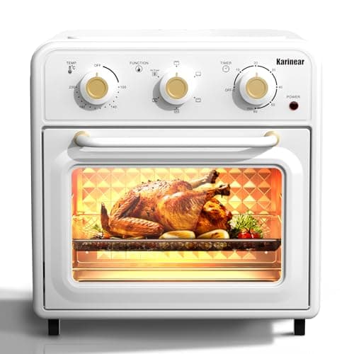 Karinear Freidora de Aire 20 L, 1800 W, 6 Multifunciones Air Fryer, 6 Accesorios, Función mantener caliente, Perilla, Freidora sin Aceite y Horno de Sobremesa, Temporizador