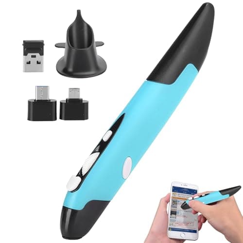 Lápiz óptico Inalámbrico USB, Lápiz Óptico para Computadora Piezas de PC Ratón Inalámbrico 2.4G Tipo de Lápiz Vertical Innovador Personalizado para Escritura a Mano, para PC, Portátil, Dibujo(Azul)