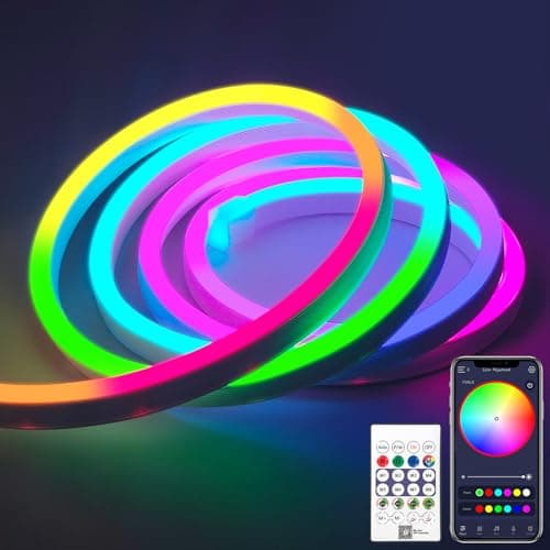 iNextStation RGB+IC Tira LED Neon, 2M USB Luces LED Habitacion Control de Remoto y App, Flexible Impermeable IP67 Luz Led Neón para TV, Cocina, Hogar, Fiesta, Navidad