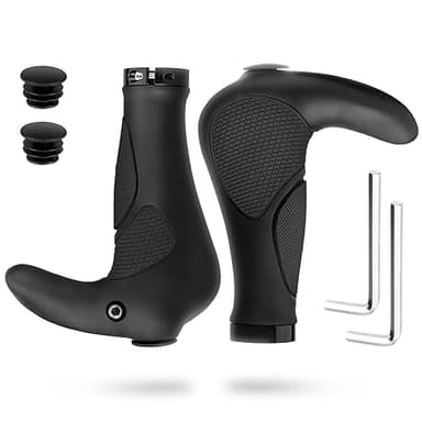 Simpeak Puños Bicicleta Scooter Montaña Bici MTB Mangos de Goma Antideslizantes con Mango Corto de Piezas, Negro