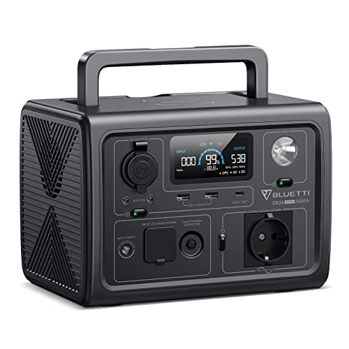 BLUETTI EB3A Generador Solar Portátil, Respaldo de Batería LiFePO4 de 268Wh, Salidas de AC de 600W (Pico de 1200W), Carga 80% en 30 minutos, Generador para Acampar (Panel Solar Opcional)