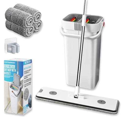 Industry Rainbow Mopas de Limpieza Suelos, Cabezal XL, Mopa para Limpiar Azulejos y Paredes, Fregona Autoescurrible, Cubo Fregona Dos Compartimentos, Cubo Fregona Escurrefacil