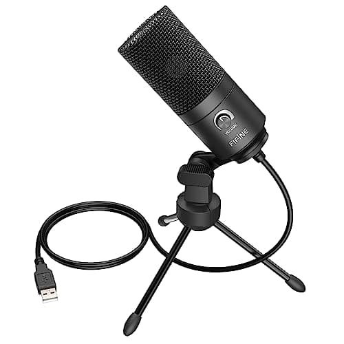 FIFINE Micrófono USB, PC Micrófono de Metal de Condensador para Grabación en Ordenadores, Estudio de Grabación de Cardioide, Voice Overs, Transmisión en Streaming y Videos - Trabajando en Línea